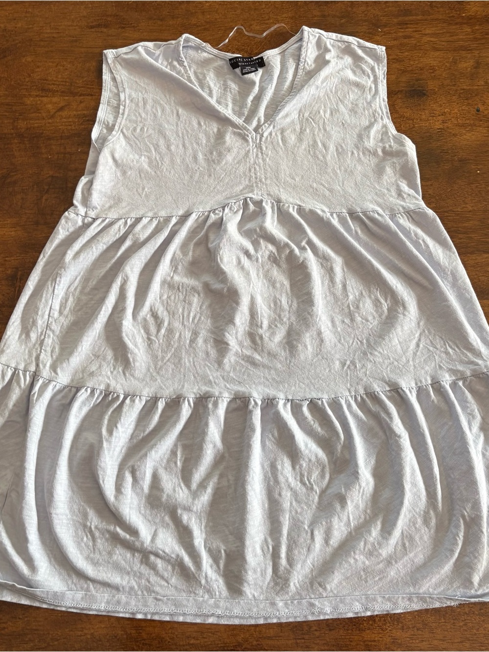 Social Standard by Sanctuary Cotton Tiered Sleeveless White Shift Dress Size M